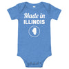 Made in Illinois Baby Onesie Blue