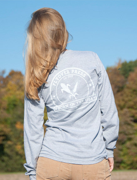 Women's Born In The USA Long Sleeve - Gray