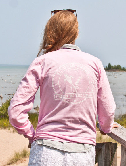 Women's Born In The USA Long Sleeve - Pink