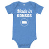 Made in Kansas Baby Onesie Blue
